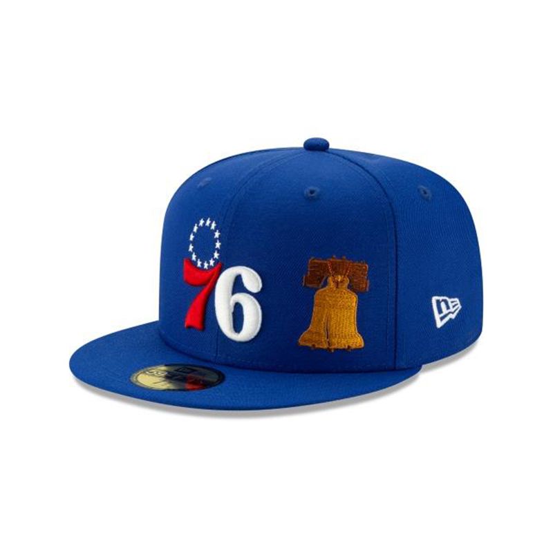 NBA Philadelphia 76ers Team Describe 59Fifty Fitted (EUD8103) - Blue New Era Caps